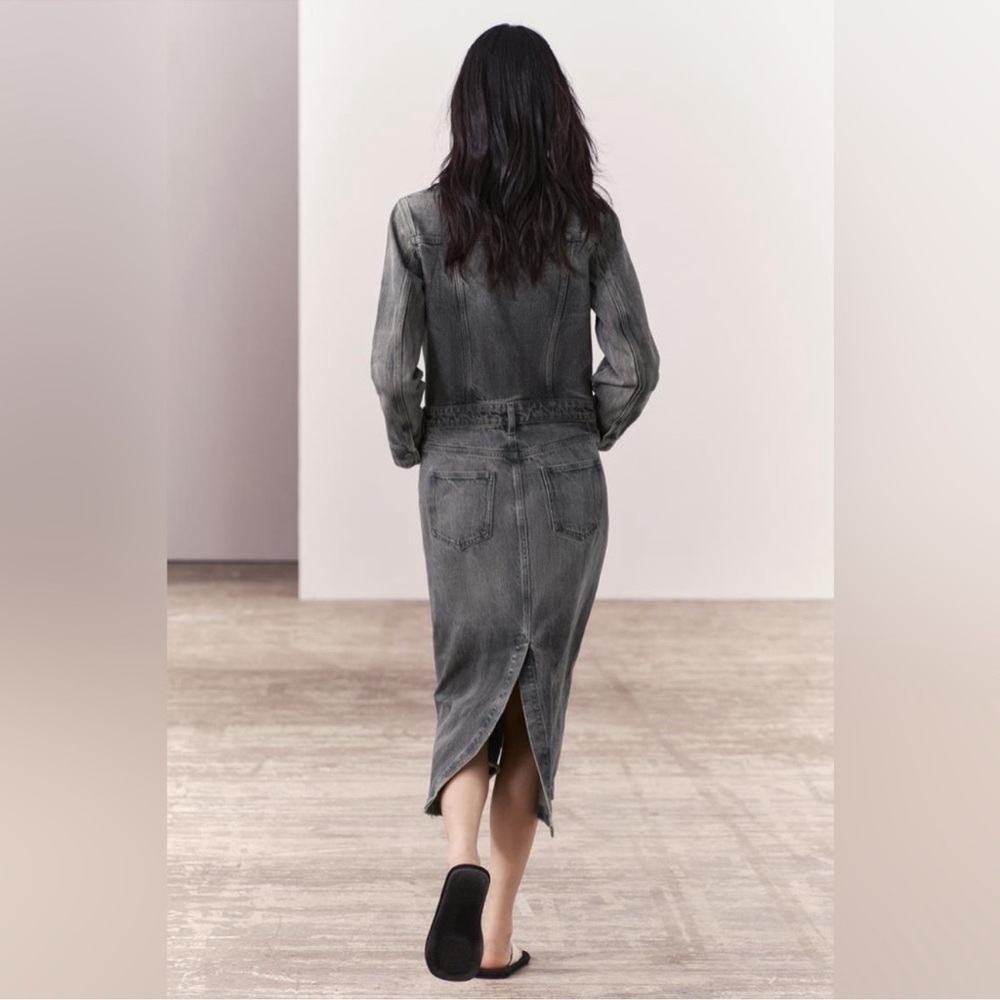 Zara Washed Black Denim Maxi Shirt Dress, size M - Picture 8 of 8